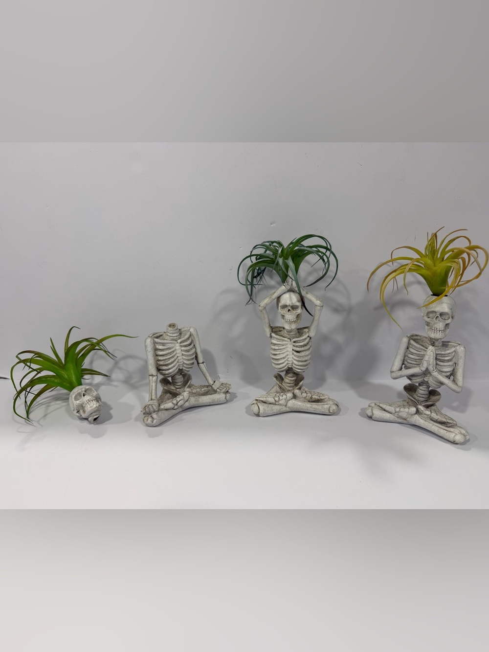 White Skeletal Yoga Ceramic Planter - Set of Decorative Plant Holders